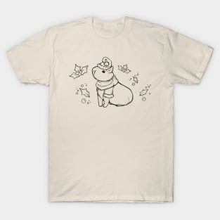 Christmas Capybara [Black Lines] T-Shirt